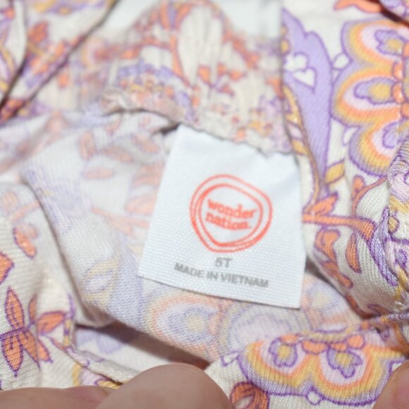 🌸🧡 Paisley Floral Button-Front Dress + Tee – Size 5T · Wonder Nation - Picture 3 of 6